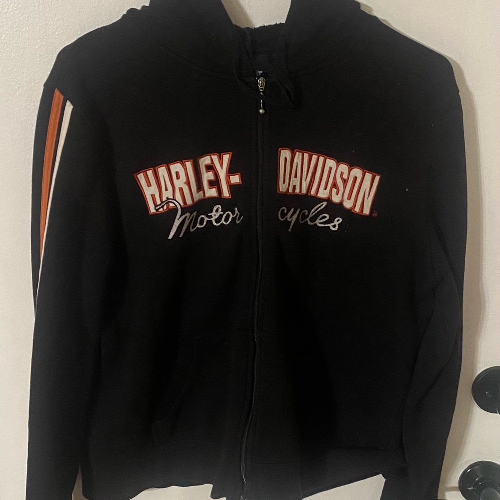 HARLEY DAVIDSON hoodie. Black. XL. zipper up.
